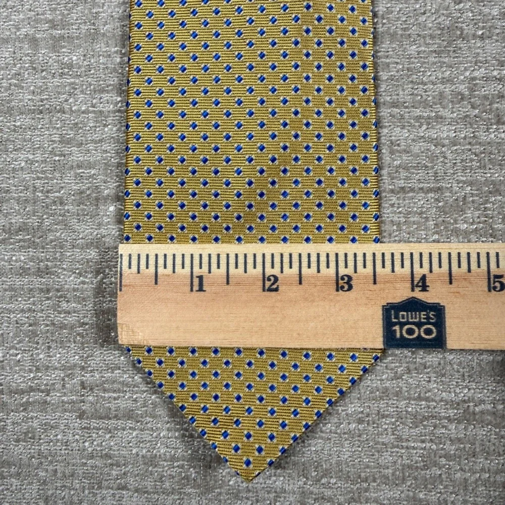 Brooks‎ Brothers Necktie Mens OS Gold Geometric Diamond Pure Silk 346